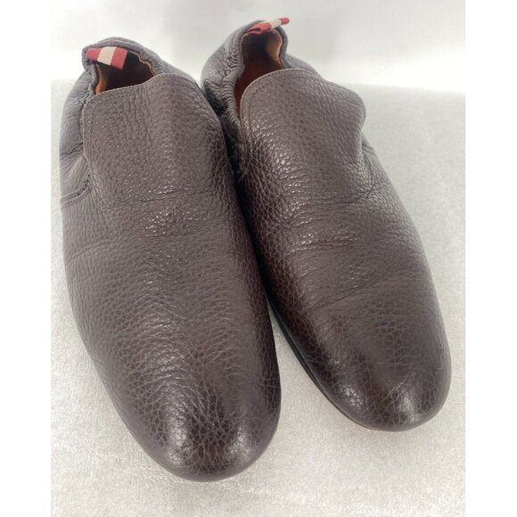 BALLY Brown Pebbled Leather Cowboy Driver Loafers Collapsable Shoes Sz 7 USA - Picture 6 of 16